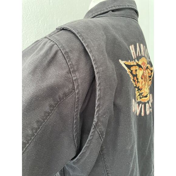 HARLEY DAVIDSON WOMENS RIDING JACKET * XL * BLACK EMBROIDERED MOTO JACKET - Picture 4 of 16